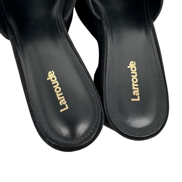 Larroudé Miso Platform Sandals Suede Black Size 10 New With Box - Picture 12 of 15